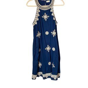 Blue Embroidered Razorback Summer Dress
